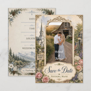 Vintage-Foto aus Fryeburg, Maine Save The Date