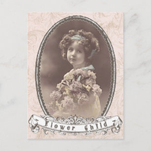 Vintage-Foto-Blume-Kind-Postkarte Postkarte