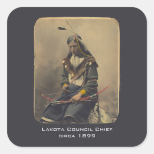 Vintage-Foto des Lakota-Indianerhäuptlings Native  Quadratischer Aufkleber