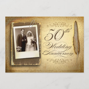 vintage Foto elegante 50er Hochzeitsjubiläum Einla Einladung