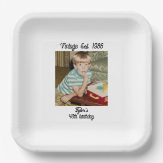 Vintage-Foto Geburtstag Personalisiert Pappteller