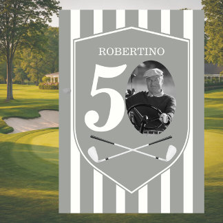 Vintage-Foto Golfer Grau Weiß 50. Geburtstag Einladung