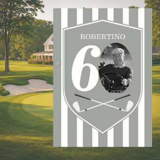 Vintage-Foto Golfer Grau Weiß 60. Geburtstag Einladung