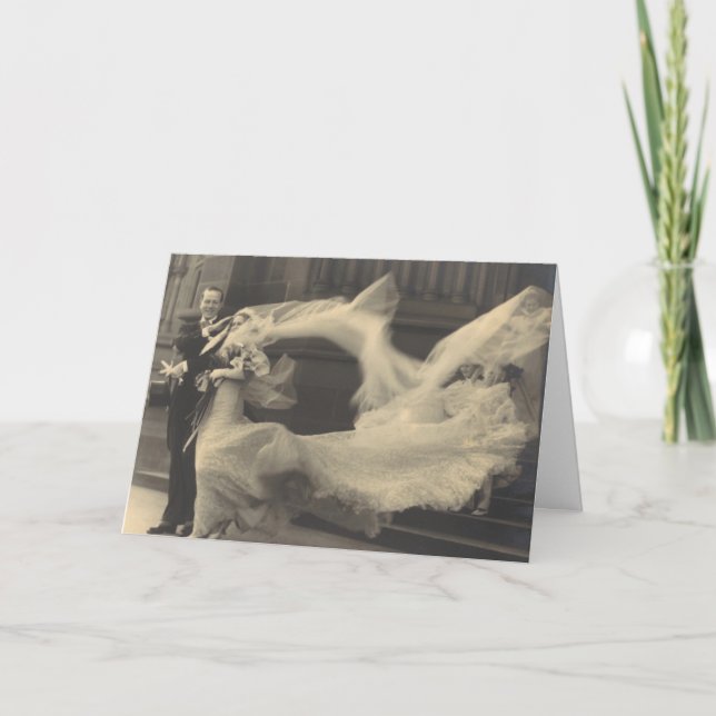 Vintage Foto-Hochzeitskarte Karte (Vorderseite)