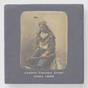 Vintage-Foto Native American Lakota Indianerhäuptl Steinuntersetzer