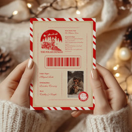 Vintage-Foto Polar Express Weihnachts-Ticket Feiertagskarte