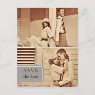 Vintage-Foto Save-the-Date-Postkarte Ankündigungspostkarte
