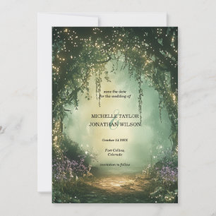Vintage-Foto Verzauberter Wald  Save the Date Einladung