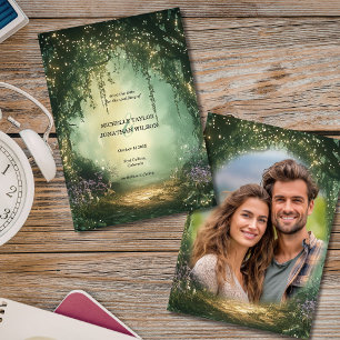 Vintage-Foto Verzauberter Wald Save the Date Einladung