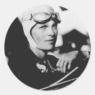 Vintage-Foto von Amelia Earhart Runder Aufkleber