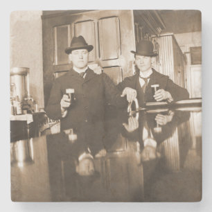 Vintage-Foto von Männern, die Bier trinken - Saloo Steinuntersetzer