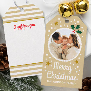 Vintage-Foto-Weihnachten Benutzername Gold Geschenkanhänger