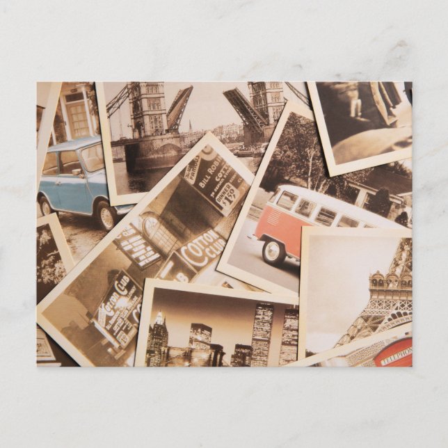 Vintage FotoCollage Postkarte (Vorderseite)