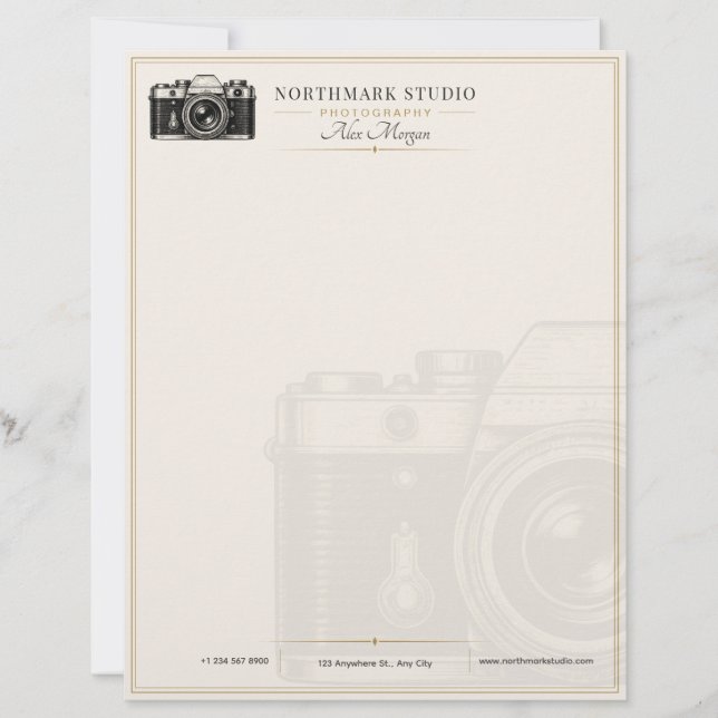 Vintage-Fotograf | Luxus-Goldkamera Briefbogen (Vorderseite)