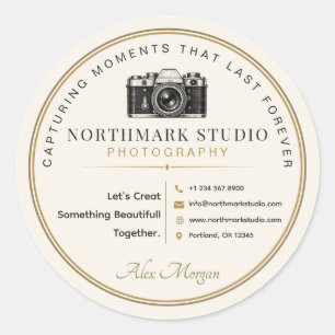 Vintage-Fotografen-Branding Elegantes Studio-Logo Runder Aufkleber