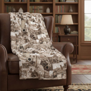 Vintage Fotografie-Collage Sepia ID1066 Fleecedecke