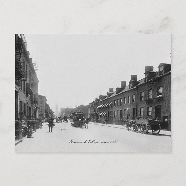 Vintage Fotografie Greenwich Village New York Postkarte (Vorderseite)