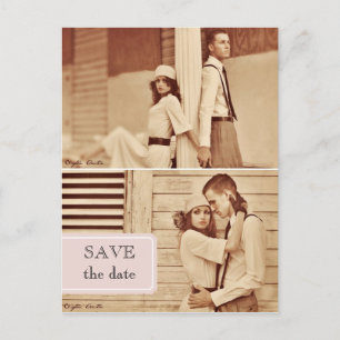 vintage Fotografie Save-the-Date-Postkarte Ankündigungspostkarte