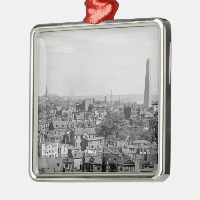 Vintage Fotografie von Charlestown Massachusetts Silbernes Ornament (Links)