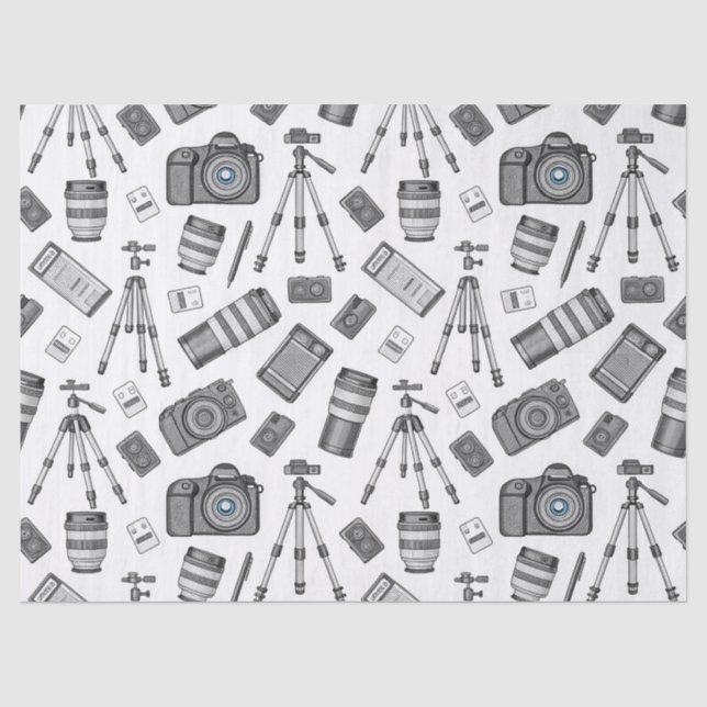 Vintage-Fotografieausrüstung-Muster Seidenpapier (Vorderseite)