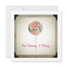 VINTAGE FOTOGRAPH LOLLIPOP-PARTY EINLADUNG