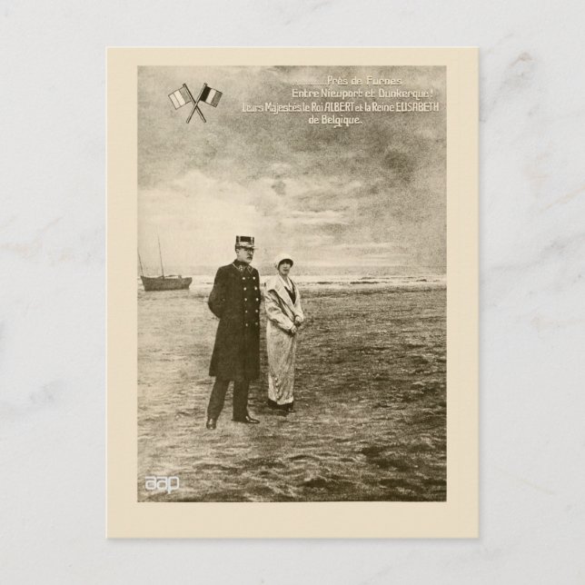 Vintage Fotomontage König Albert, Königin Elisabet Postkarte (Vorderseite)