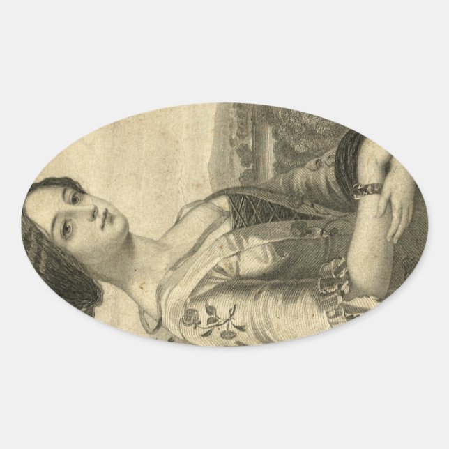 Vintage Fotos Ovaler Aufkleber (Vorderseite)