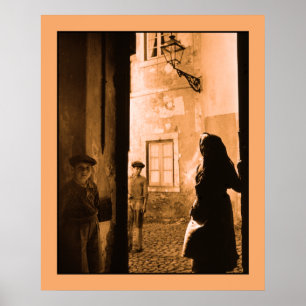 Vintage Fotostraßenszene in Alfama Poster