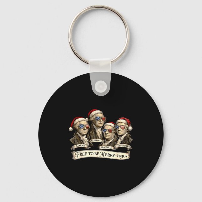Vintage Founding Fathers Santa Hats Patriotic Chri Schlüsselanhänger (Vorderseite)