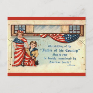 Vintage Fourth of July Amerikanische Herzen Postkarte