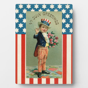 Vintage Fourth of July Junger Onkel Sam Fotoplatte