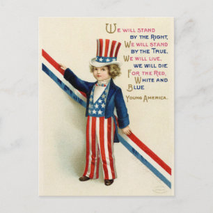 Vintage Fourth of July Rot Weiß und Blau Postkarte