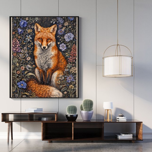Vintage-Fox-Blumen-Kunstposter | Waldtier Poster (Von Creator hochgeladen)