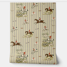 Vintage Fox Chase Horse Riders Hounds Hunting Tapete