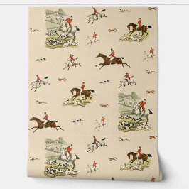 Vintage Fox Chase Horse Riders Hounds Hunting Tapete