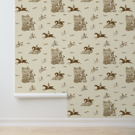 Vintage Fox Chase Horse Riders Hounds Hunting Tapete