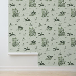 Vintage Fox Chase Horse Riders Hounds Hunting Tapete