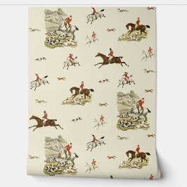 Vintage Fox Chase Horse Riders Hounds Hunting Tapete
