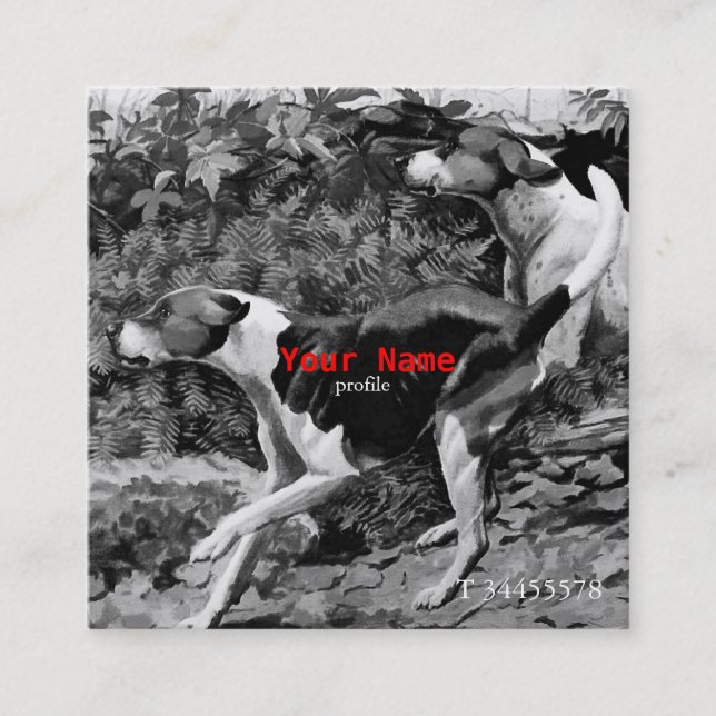 Vintage Foxhounds (English&American) im Herbst Quadratische Visitenkarte (Vorderseite)