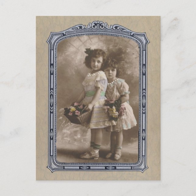 Vintage Frame Adorable Girls Postkarte (Vorderseite)