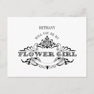 Vintage Frame Be My Flower Girl Karte
