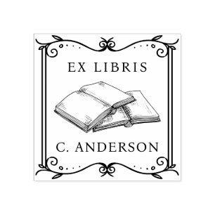 Vintage Frame Personal Library Ex Libris Buchseite Gummistempel