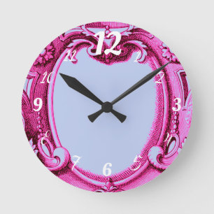Vintage Frame Pink and Blue Wall Clock Runde Wanduhr