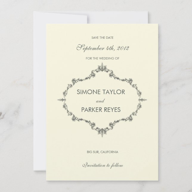 Vintage Frame-Speicherung der Datumskarten Save The Date (Vorderseite)