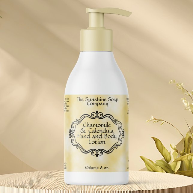 Vintage Frame Yellow Parchment Cosmetics Bottle Rechteckiger Aufkleber (Von Creator hochgeladen)