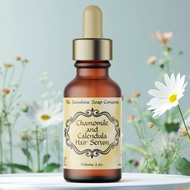 Vintage frame yellow parchment dropper bottle adressaufkleber (Von Creator hochgeladen)