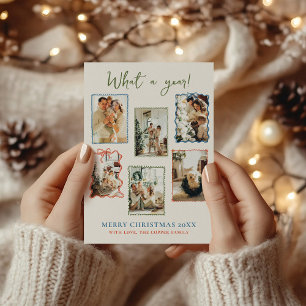 Vintage Frames Familienfoto Collage Weihnachtskart Feiertagskarte