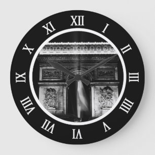 Vintage France Paris Triumphal arch Button Große Wanduhr