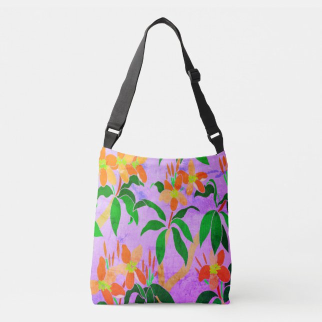 Vintage Frangipani-Crossbody-Tasche Tragetaschen Mit Langen Trägern (Vorderseite)
