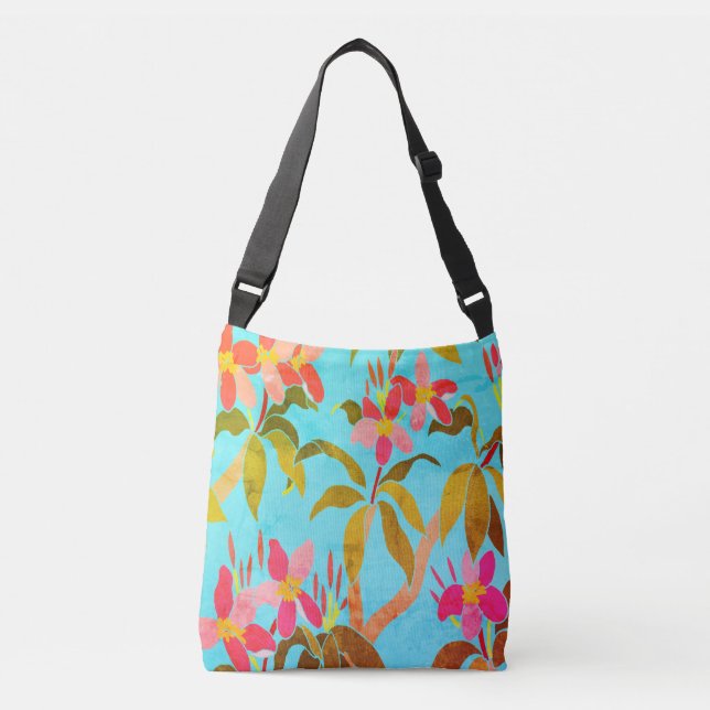 Vintage Frangipani-Crossbody-Tasche Tragetaschen Mit Langen Trägern (Vorderseite)